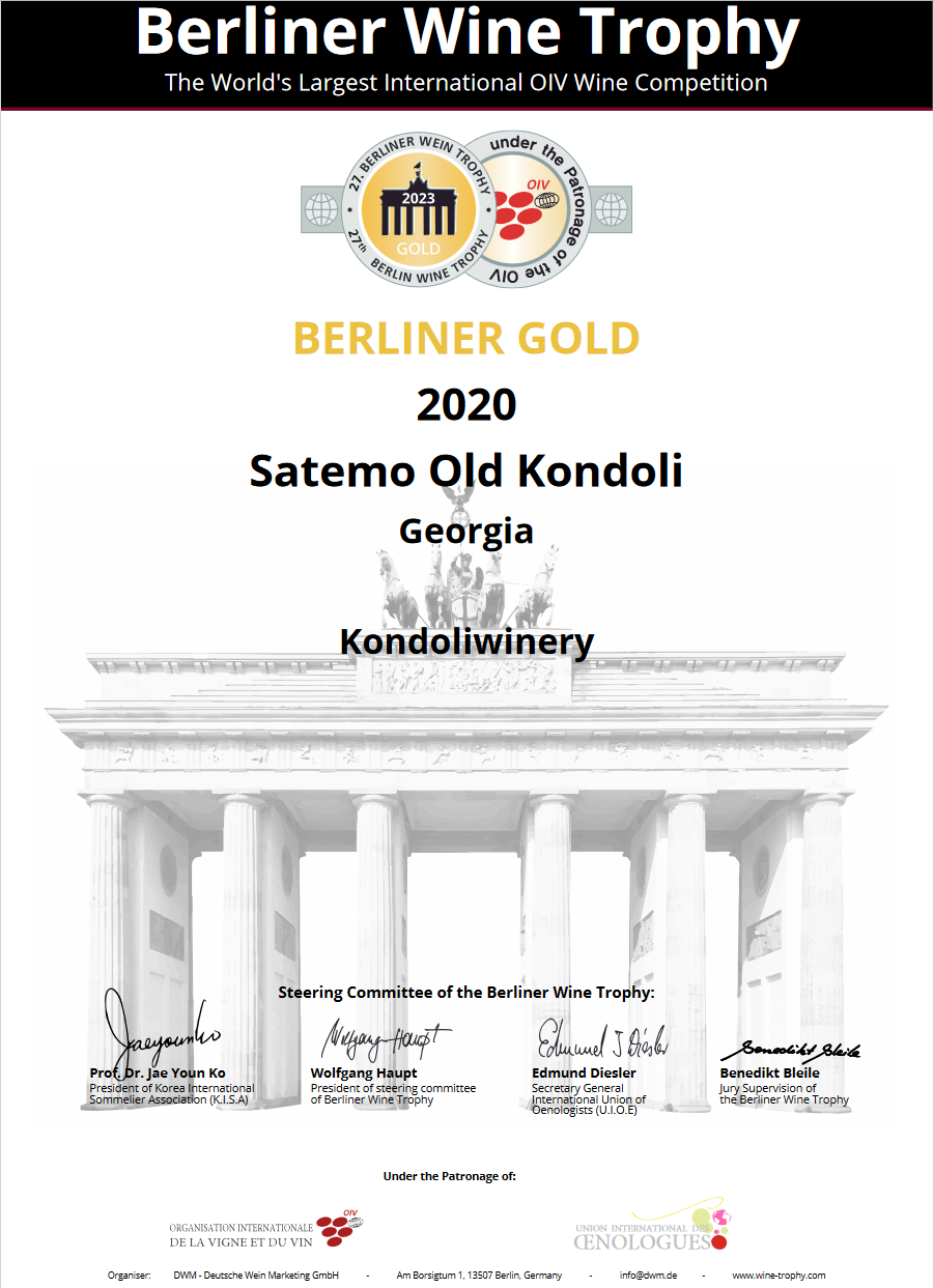 Satemo Old Kondoli Rkatsiteli 2020, Qvevriwein aus Georgien amber 0,75L